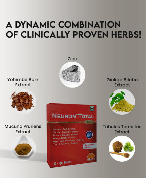 NEUROM TOTAL Sachets -10 High Strength Raspberry Flavor